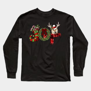 Christmas Joy Dwarf Stocking Reindeer Shiba Inu Long Sleeve T-Shirt